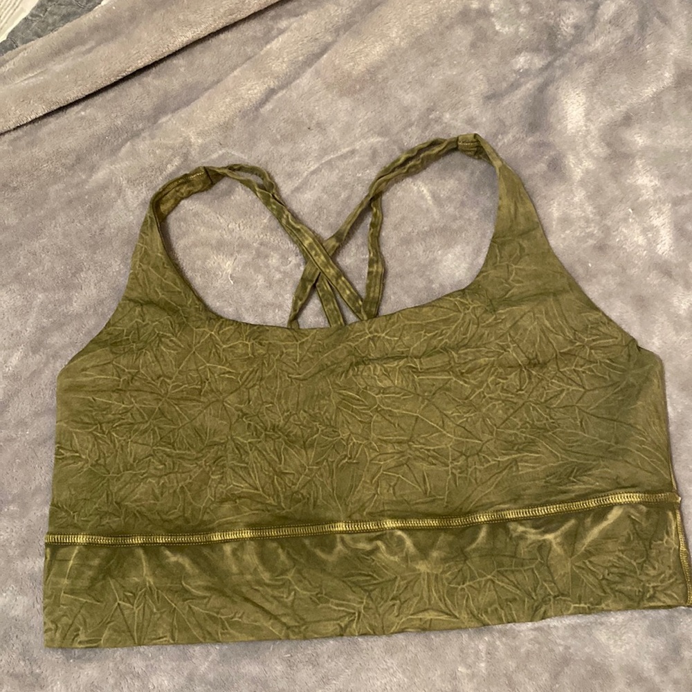 lululemon athletica Olive Green Crinkle Vinyasa Long-Line Sports Bra